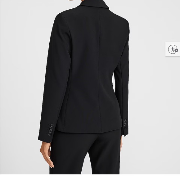 Express The Editor Studio Stretch One Button Black Women's Blazer Size 10 - Picture 9 of 16